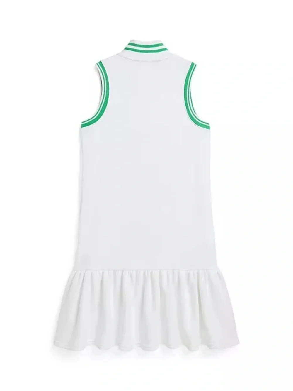 Ralph Lauren White Sleeveless Polo Dress with Green Trim‎ and Logo